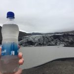 water bottle near glacier in background