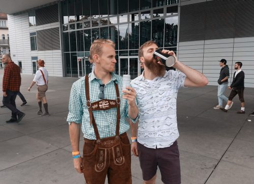 drinking road beers on the way to oktoberfest