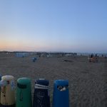 Panoramic of the shoreline at dusk