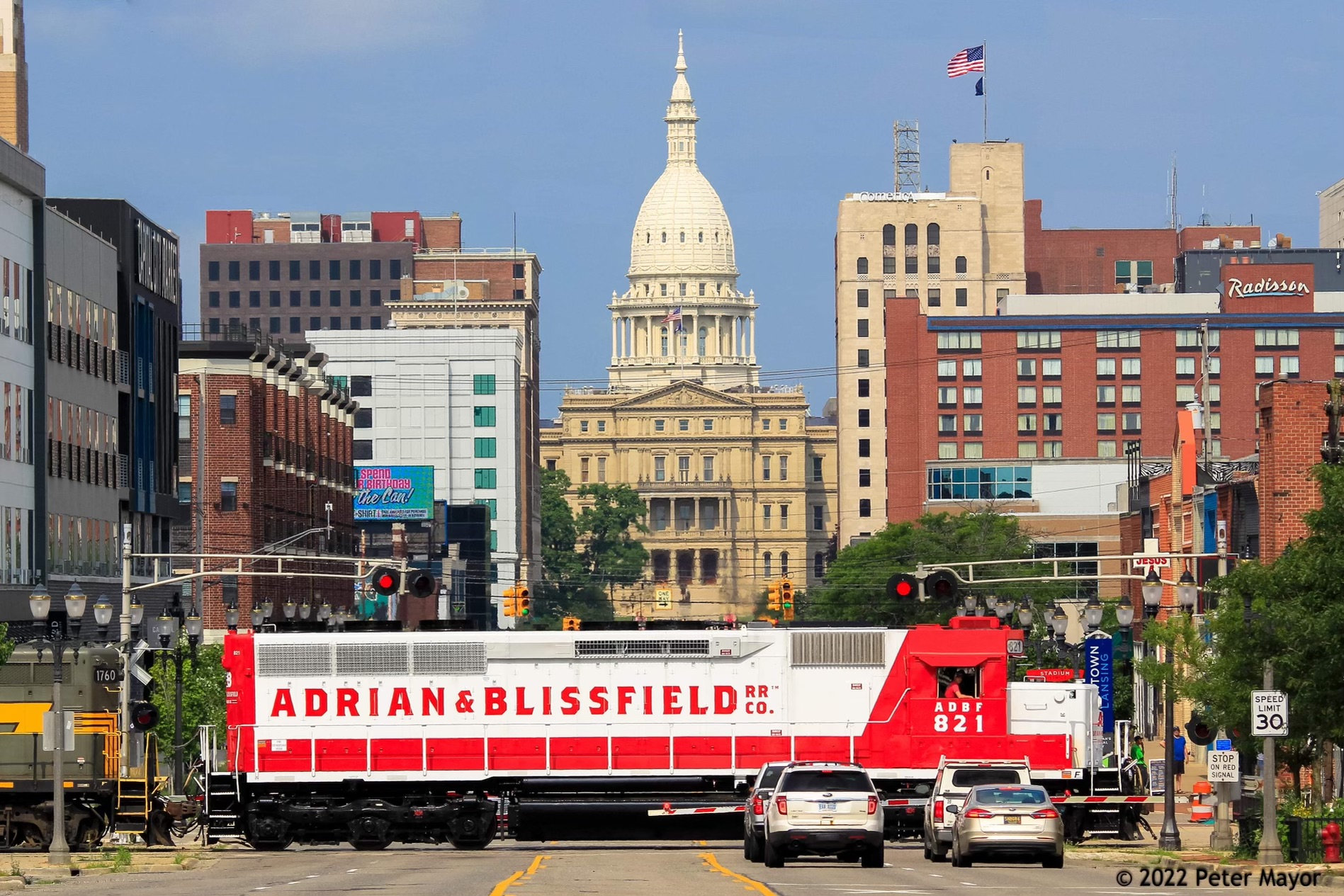 ADBF 821 running through downtown lansing