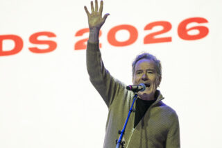 Bryan Cranston presents ArtPrize awards at the Acrisure Amphitheater in Grand Rapids, Mich., on Saturday, Oct. 3, 2026.