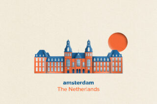 travel poster design of grand centraal in amsterdam