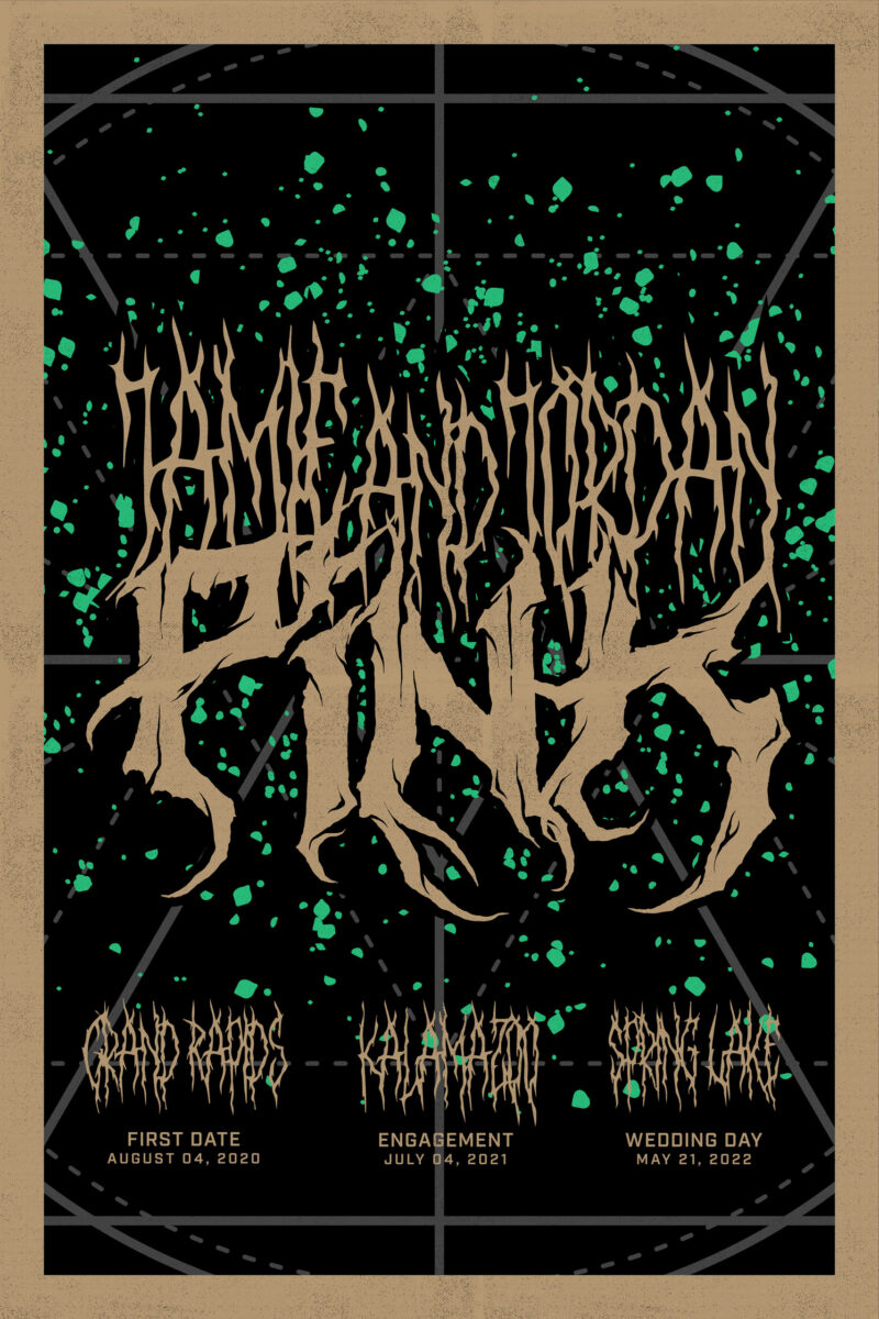 pink wedding metal poster